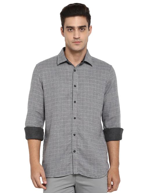 grey checkered casual shirt - 17506949 - Very Small Image - 1
