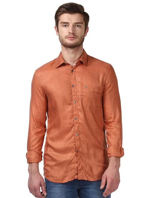 orange solid casual shirt - 17507024 - Very Small Image - 1