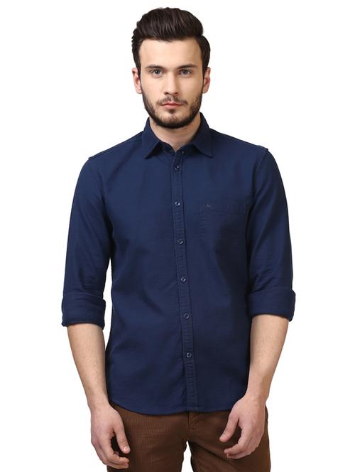 blue solid casual shirt - 17507090 - Very Small Image - 1