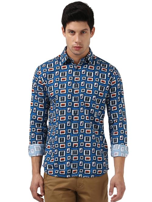 blue printed casual shirt - 17507114 - Very Small Image - 1