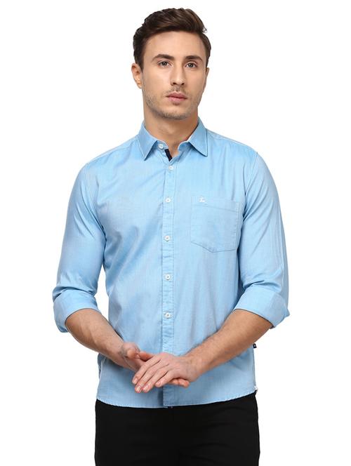 blue solid casual shirt - 17507117 - Very Small Image - 1