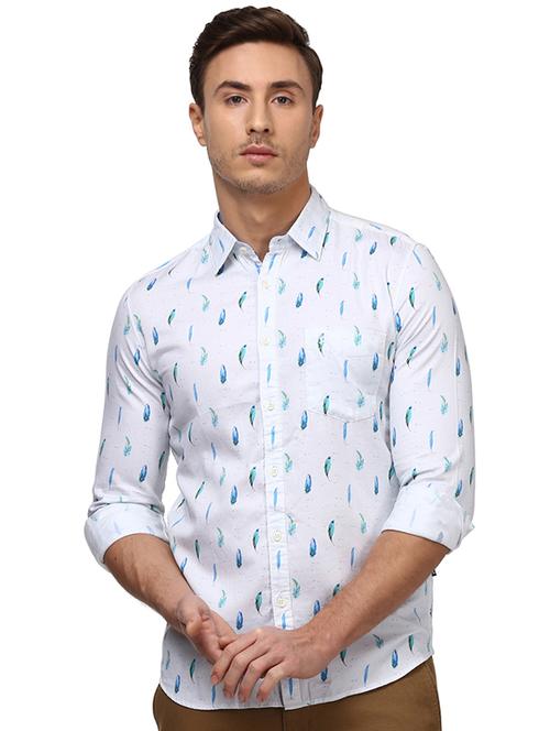 light blue printed casual shirt - 17507174 - Very Small Image - 1