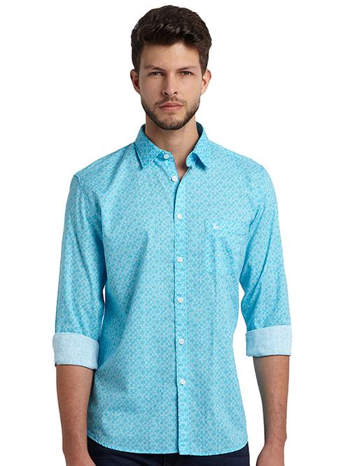 light blue printed casual shirt - 17507229 - Very Small Image - 1