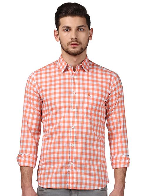 orange checkered casual shirt - 17507230 - Very Small Image - 1