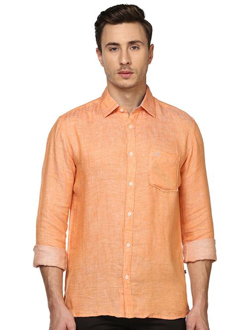 orange solid linen casual shirt - 17507250 - Very Small Image - 1
