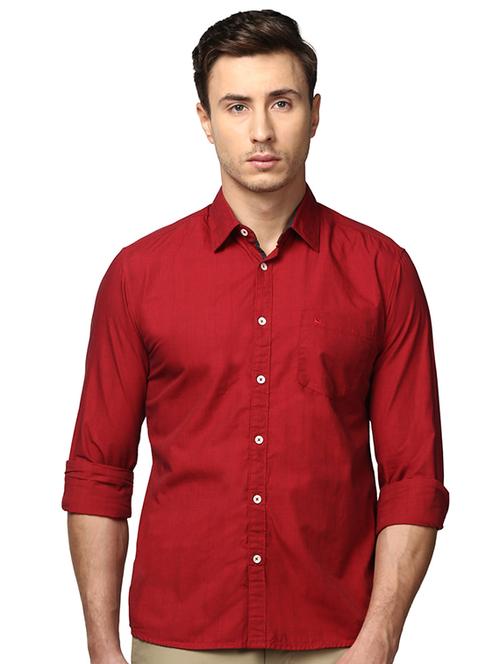 red solid casual shirt - 17507258 - Very Small Image - 1
