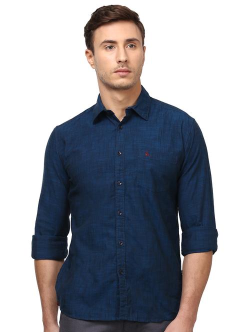navy blue solid casual shirt - 17507265 - Very Small Image - 1