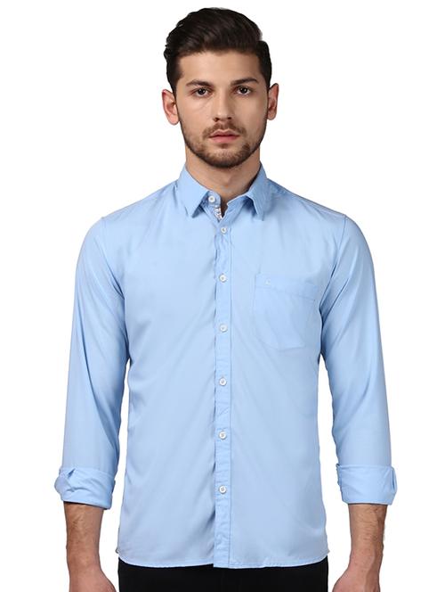 light blue solid casual shirt - 17507266 - Very Small Image - 1