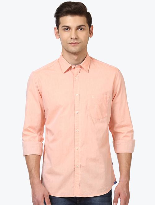orange solid casual shirt - 17507314 - Very Small Image - 1
