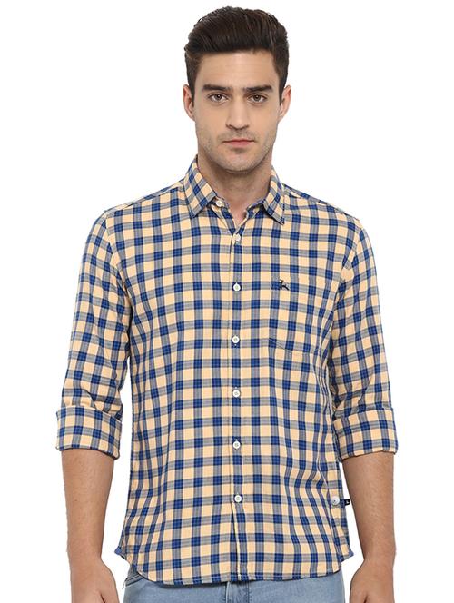 orange checkered casual shirt - 17507332 - Very Small Image - 1