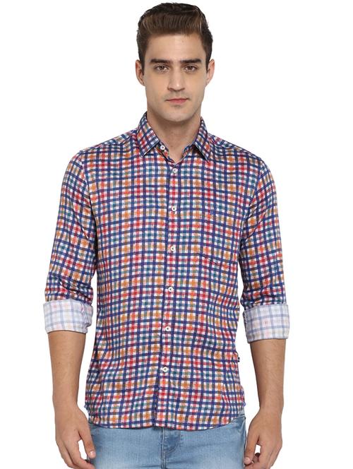 blue checkered casual shirt - 17507423 - Very Small Image - 1