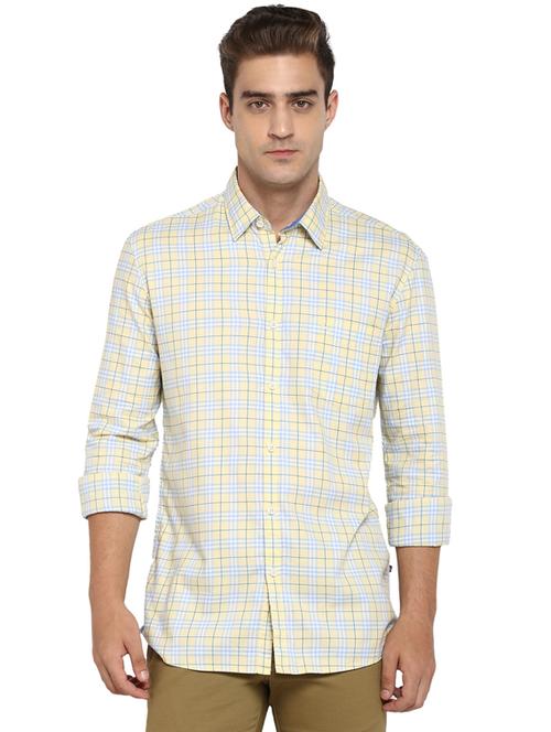yellow checkered casual shirt - 17507436 - Very Small Image - 1