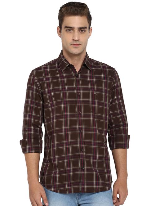 brown check casual shirt - 17507447 - Very Small Image - 1