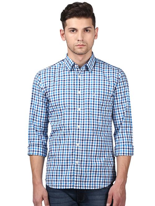 blue checkered casual shirt - 17507461 - Very Small Image - 1