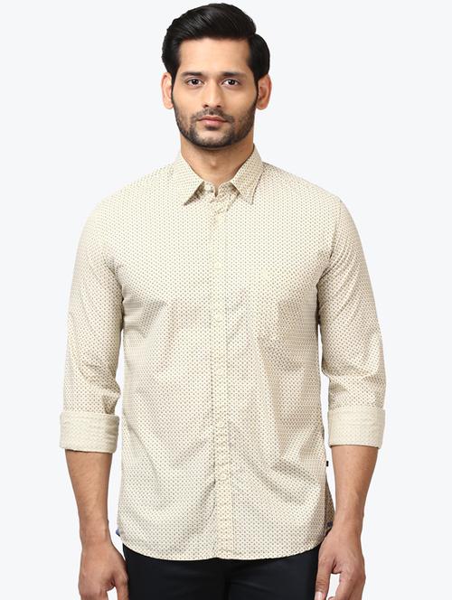 beige printed casual shirt - 17507498 - Very Small Image - 1