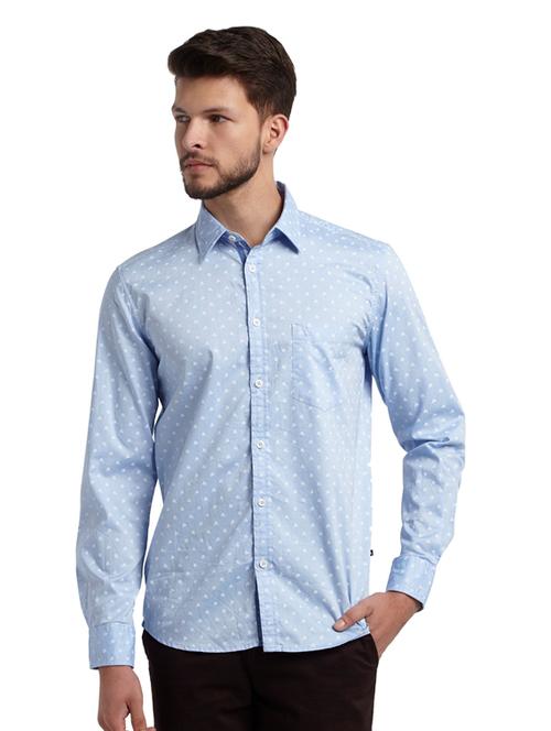 light blue printed casual shirt - 17507512 - Very Small Image - 1