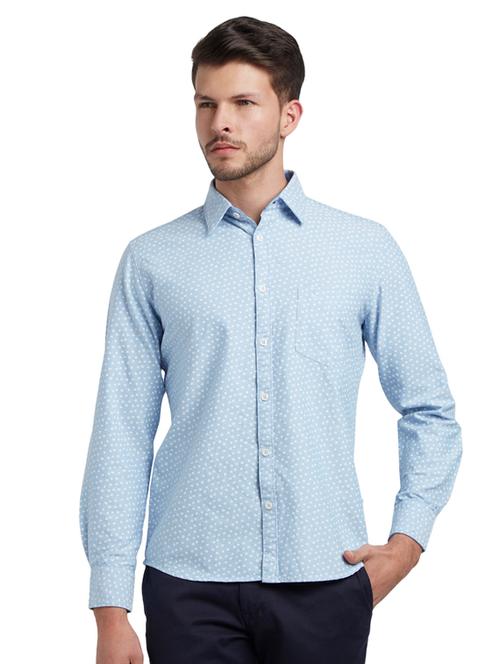 light blue printed casual shirt - 17507536 - Very Small Image - 1