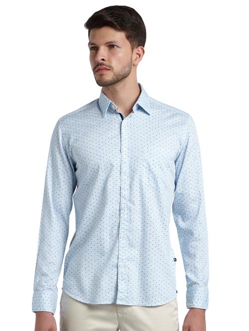 light blue printed casual shirt - 17507538 - Very Small Image - 1