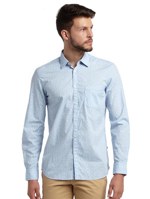 light blue printed casual shirt - 17507554 - Very Small Image - 1