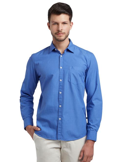 blue solid casual shirt - 17507597 - Very Small Image - 1
