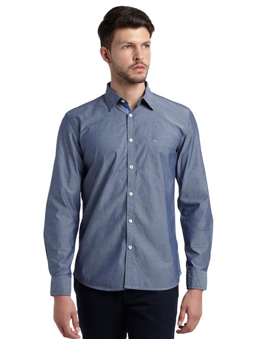 blue solid casual shirt - 17507606 - Very Small Image - 1
