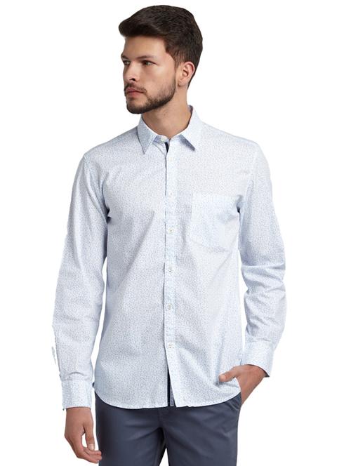 light blue printed casual shirt - 17507621 - Very Small Image - 1