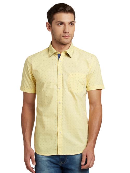 yellow self design casual shirt - 17507662 - Very Small Image - 1