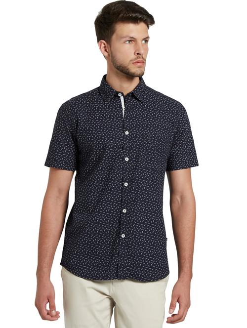 navy blue printed casual shirt - 17507696 - Very Small Image - 1