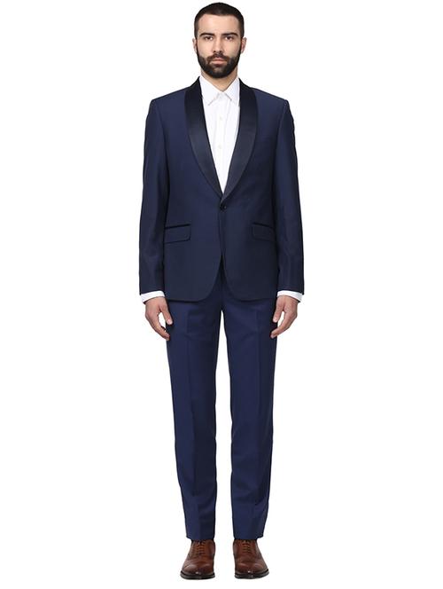 navy blue solid single breasted suit - 17507809 - Very Small Image - 1