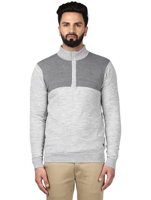 grey color block pullover - 17507908 - Very Small Image - 1