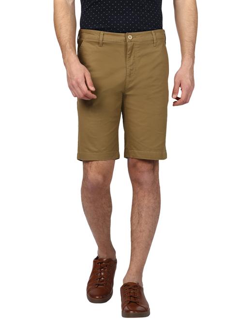 khaki solid bermuda shorts - 17507929 - Very Small Image - 1