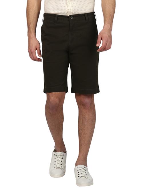 olive green solid bermuda shorts - 17507930 - Very Small Image - 1