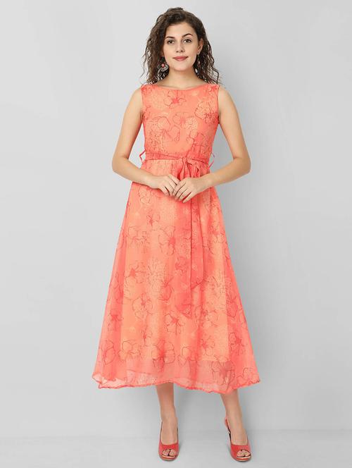 tie front floral a-line dress - 17507982 - Very Small Image - 1