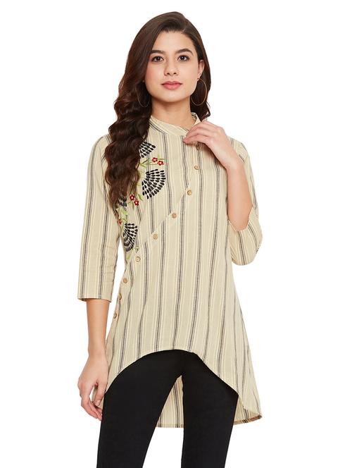 mandarin neck high-low tunic - 17507992 - Very Small Image - 1