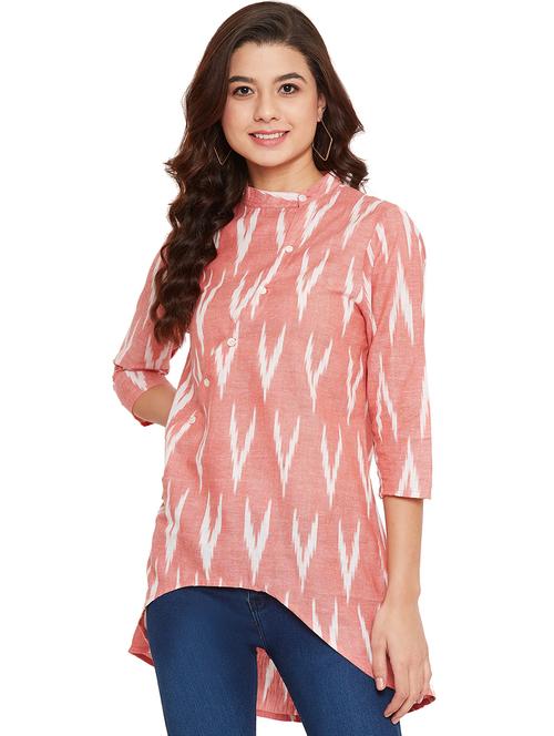 pink cotton asymmetric tunic - 17508012 - Very Small Image - 1