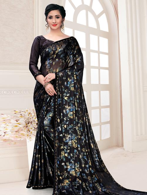 foil printed saree with blouse - 17508198 - Very Small Image - 1