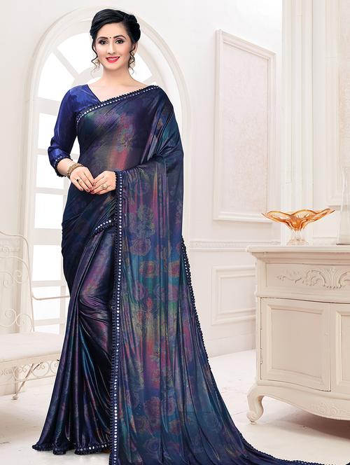 foil printed saree with blouse - 17508201 - Very Small Image - 1