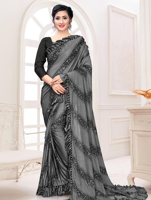 foil printed saree with blouse - 17508211 - Very Small Image - 1