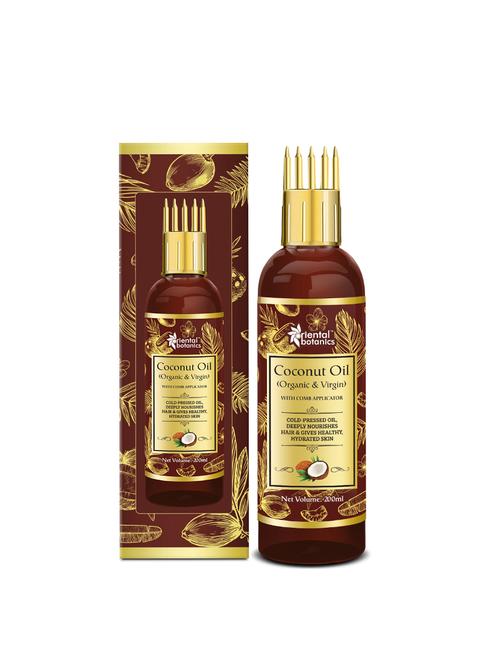 oriental botanics organic virgin coconut oil 200ml for hair and skin care - with comb applicator - - 17508547 - Very Small Image - 1