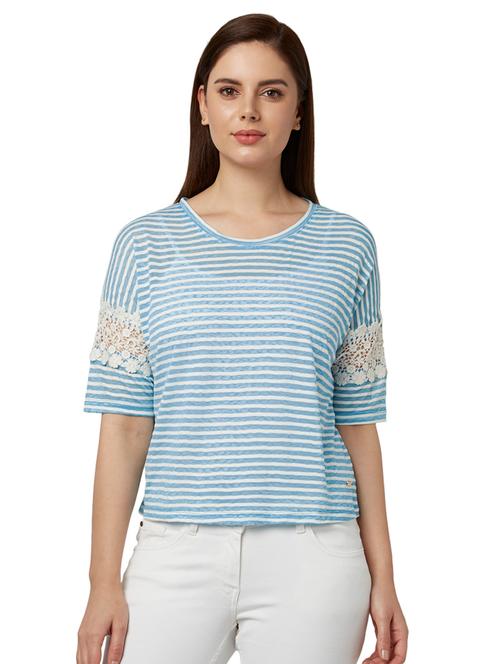 lace detail striped top - 17509274 - Very Small Image - 1