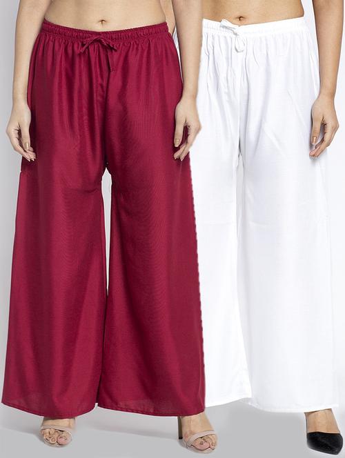 multi colored rayon combos palazzo - 17509320 - Very Small Image - 1