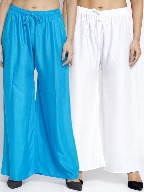 multi colored rayon combos palazzo - 17509325 - Very Small Image - 1