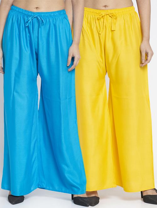 multi colored rayon combos palazzo - 17509382 - Very Small Image - 1
