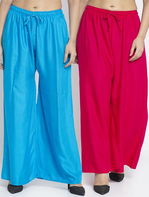 multi colored rayon combos palazzo - 17509400 - Very Small Image - 1