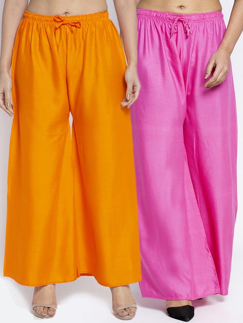 multi colored rayon combos palazzo - 17509410 - Very Small Image - 1