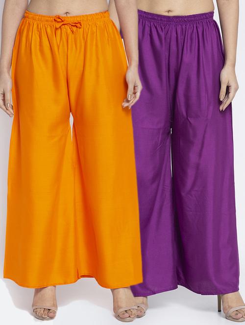 multi colored rayon combos palazzo - 17509414 - Very Small Image - 1