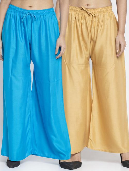 multi colored rayon combos palazzo - 17509433 - Very Small Image - 1