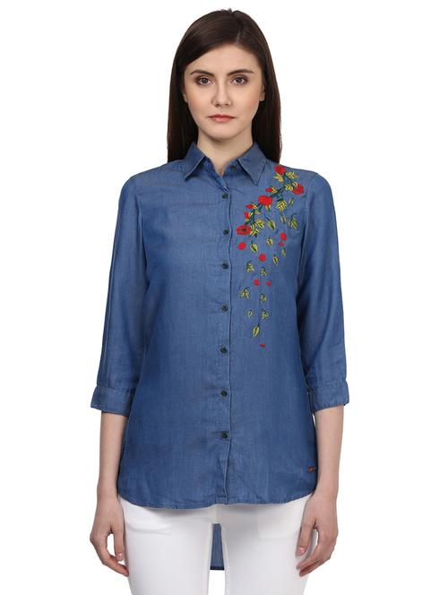 floral embroidered regular shirt - 17509449 - Very Small Image - 1