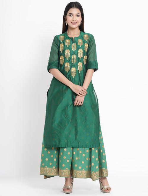embroidered chanderi layered ethnic dress - 17509486 - Very Small Image - 1