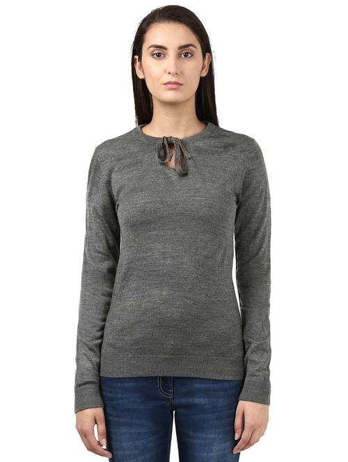tie up neck solid pullover - 17509625 - Very Small Image - 1